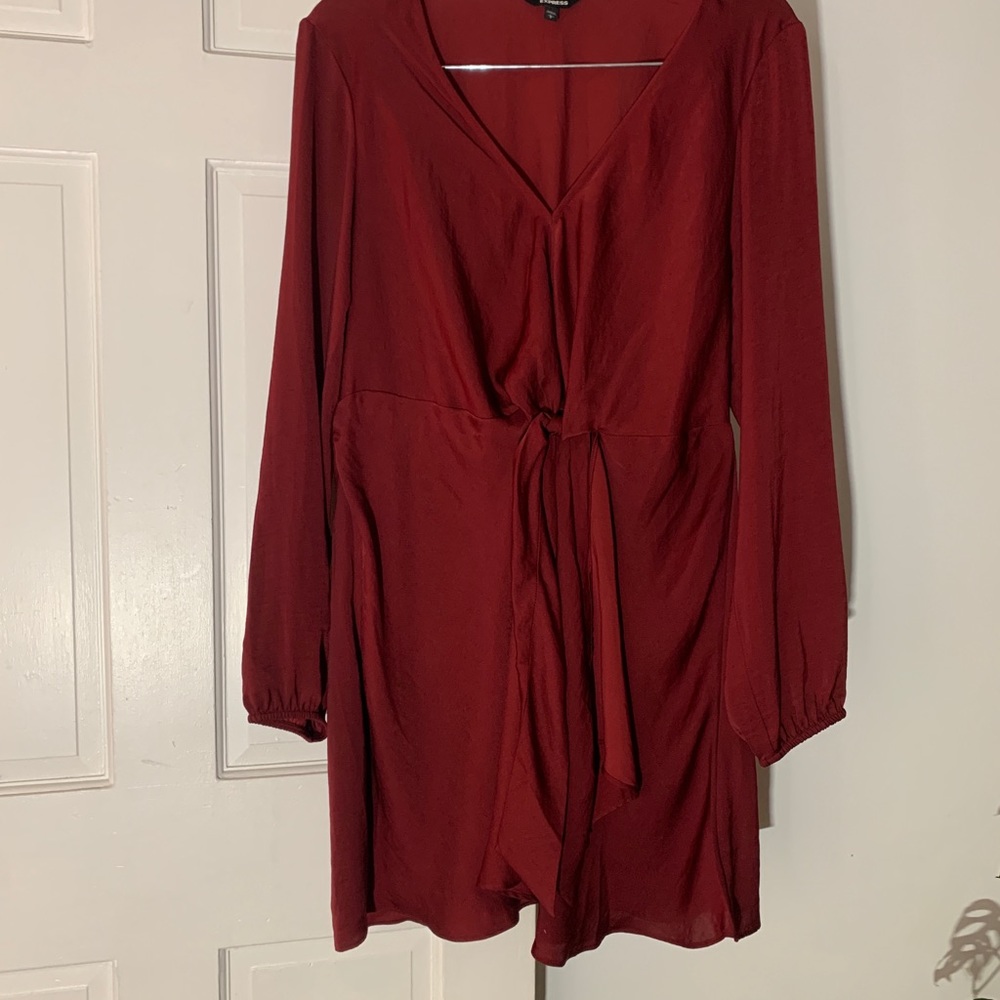 Express | Faux wrap burgundy red dress mini
